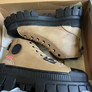 Palladium Tan Ankle Boots with Black Soles